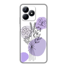 Силиконовый чехол с принтом в цветах на Realme C51 – Фиолетовый букет