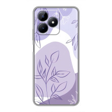 Силиконовый чехол с принтом в цветах на Realme C51 – Фиолетовый дизайн