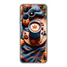 Чехол с уникальным дизайном «Осень с кофе» для Realme C51 – Кофе и тыквы