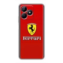 Силиконовый бампер с картинкой машины на Realme C51 (Ferrari Logo)