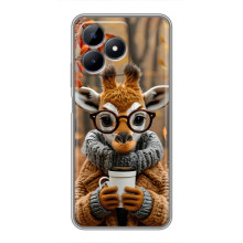 Печатный чехол «Зверята с кофе» для Realme C51 – Жираф с кофе