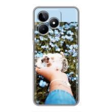 Чехлы с изображением разных животных для Realme C53 (Ежик на руках)