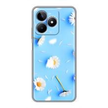 Чохол з Квітами для Realme C53 (ромашки на блакитному)