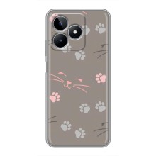 Чехол с рисунком кот на Realme C53 (Лапы и усы)