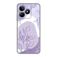 Силиконовый чехол с принтом в цветах на Realme C53 – Фиолетовый дизайн