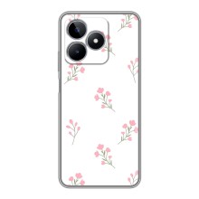 Чехол с розовым рисунком для Realme C53 (Розовые цветы)