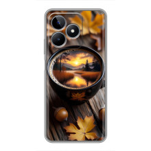 Чехол с уникальным дизайном «Осень с кофе» для Realme C53 – Тёмный кофе