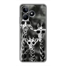 Силиконовый чехол с КАРТИНКАМИ лето для Realme C53 (AlphaPrint) (Жирафы в очках)