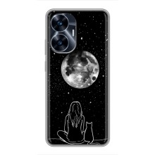 Чехол с рисунком кот на Realme C55 (Девушка с котом)