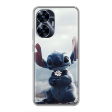 Чехол с рисунком Стич для Realme C55 – Стич с цветочком