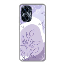 Силиконовый чехол с принтом в цветах на Realme C55 – Фиолетовый дизайн