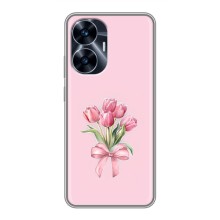 Чехол с розовым рисунком для Realme C55 (Букет цветов)