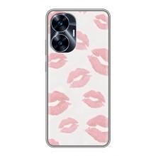 Чехол с розовым рисунком для Realme C55 (Розовые губы)