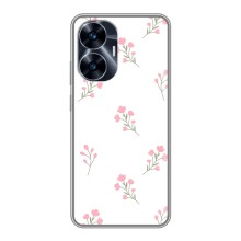 Чехол с розовым рисунком для Realme C55 (Розовые цветы)