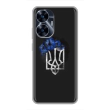 Чехол с украинским гербом на Realme C55 – Герб с цветком