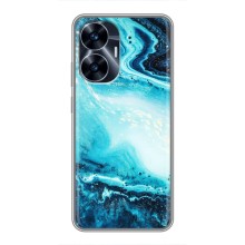 Мраморный чехол на Realme C55 (VPrint) (Голубой мрамор)