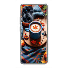 Чехол с уникальным дизайном «Осень с кофе» для Realme C55 – Кофе и тыквы