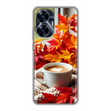 Чехол с уникальным дизайном «Осень с кофе» для Realme C55