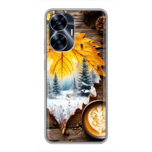 Чехол с уникальным дизайном «Осень с кофе» для Realme C55 – Осенне-зимнее кофе