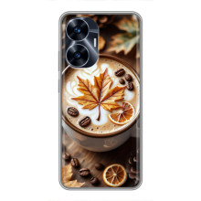 Чехол с уникальным дизайном «Осень с кофе» для Realme C55 – Пряный кофе