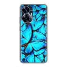 Силиконовый бампер с картинкой животных для Realme C55 (Крылья бабочек)