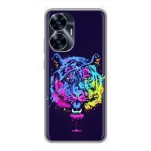 Силиконовый бампер с картинкой животных для Realme C55 (Тигр-Арт)
