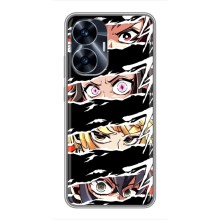 Силіконові чохлі з очіма Anime для Реалмі с55 (Очі на чорному)