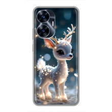 Яркий чехол для Realme C55 с Зимними Оленятами – Блистающий оленёнок