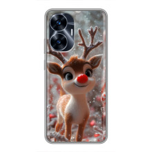 Яркий чехол для Realme C55 с Зимними Оленятами