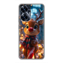 Яркий чехол для Realme C55 с Зимними Оленятами – Олень в шарфе