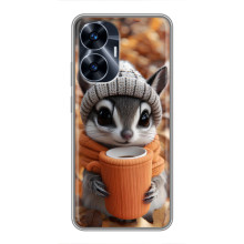 Печатный чехол «Зверята с кофе» для Realme C55