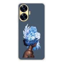 Чехлы (ART) Цветы на Realme C56 (VPrint) (Квіти на голові)