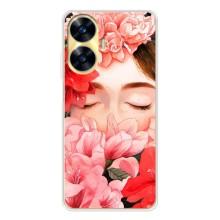 Чехлы (ART) Цветы на Realme C56 (VPrint) (Очі в квітах)