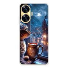 Чехлы на Новый Год Realme C56 – Кот новогодний