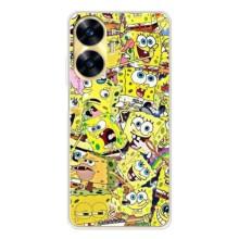 Чехол Губка Боб для Реалми С56 (Эмоции Спанч Боба)