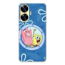Чехол Губка Боб для Реалми С56 (В иллюминаторе)
