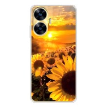 Чехол с Цветами для Realme C56 (поле подсолнухов)