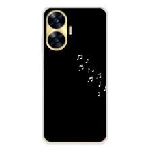 Чехол с картинками на черном фоне для Realme C56 – Ноты