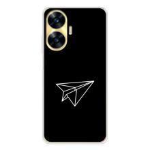 Чехол с картинками на черном фоне для Realme C56 – Самолетик