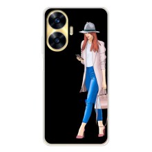 Чехол с картинкой Модные Девчонки Realme C56 – Девушка со смартфоном