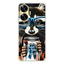 Чехол с принтом для Реалми С56 - (Прикольные) (AlphaPrint) (Енот с банкой)