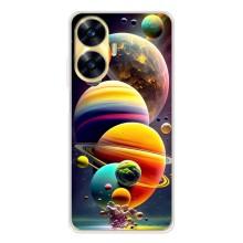 Чехол (ТПУ) с планетами на Realme C56 – Солнечна система