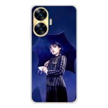 Чехлы Венсдей на Realme C56 Уэнсдей (AlphaPrint) (Уэнздей с зонтом)