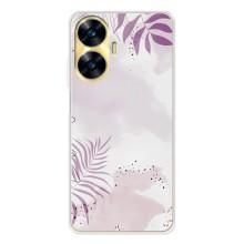 Чохол з квітковим принтом на Реалмі С56 (Фіолетове листя)