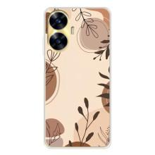 Чохол з квітковим принтом на Реалмі С56 (Коричневі квіти)