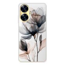 Чохол з квітковим принтом на Реалмі С56 (Квіти на білому)