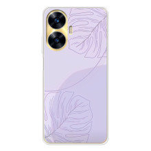 Чехол цветочный дизайн для Realme C56 – Монстера фиолетовая