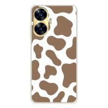 Чохол з принтом корови на Реалмі С56 (Коричневий принт)