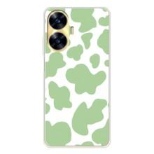 Чохол з принтом корови на Реалмі С56 (Зелений принт)