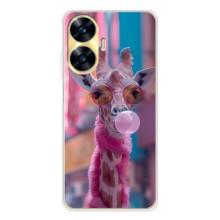 Чехол с принтом стильные животные для Реалми С56 (Стильный жирав)